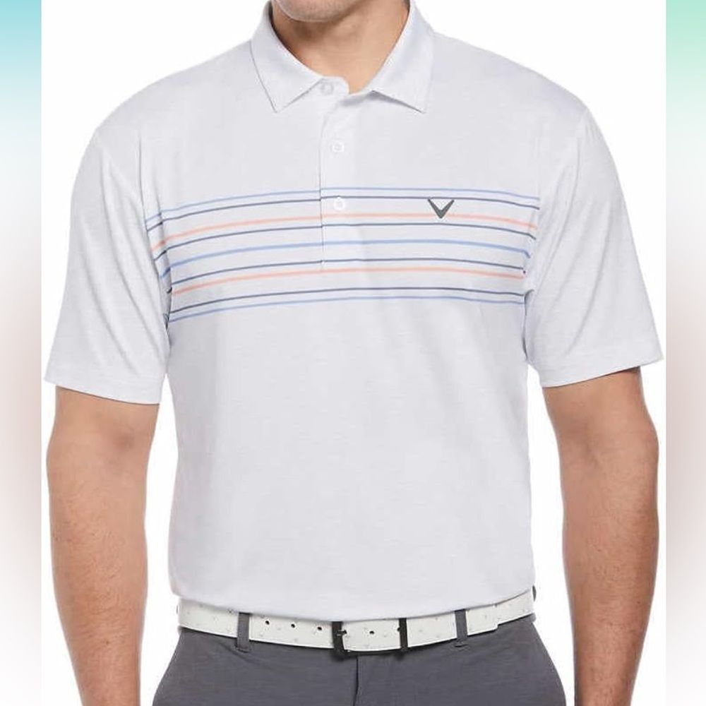 Callaway Men’s‎ Performance Golf Polo opti dri Chest Stripe White XL